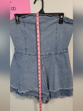 Fasionova, Strapless Light Wash Denim Romper